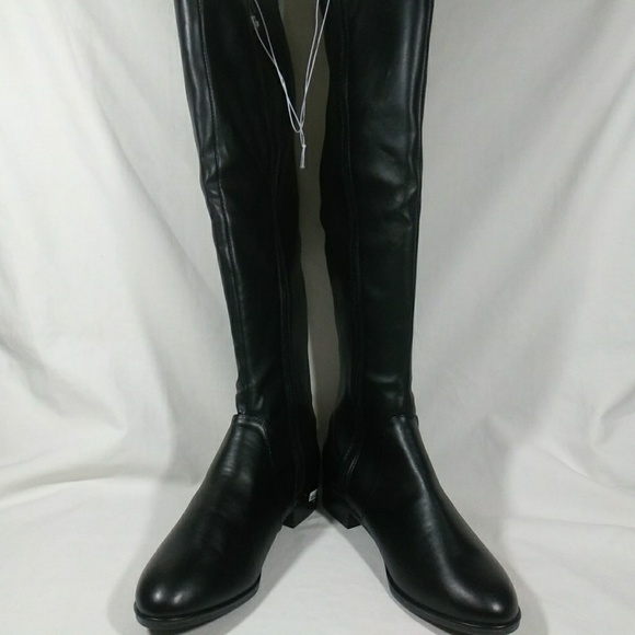 andeawy Shoes - Jet black leather knee high boots